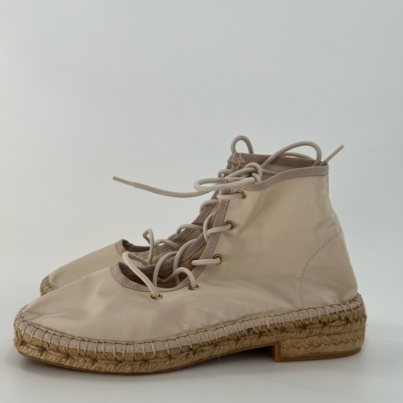 Naguisa Annona Square Toe Open Front Lace Up Jute Boots In Ecru Natural - Picture 3 of 7